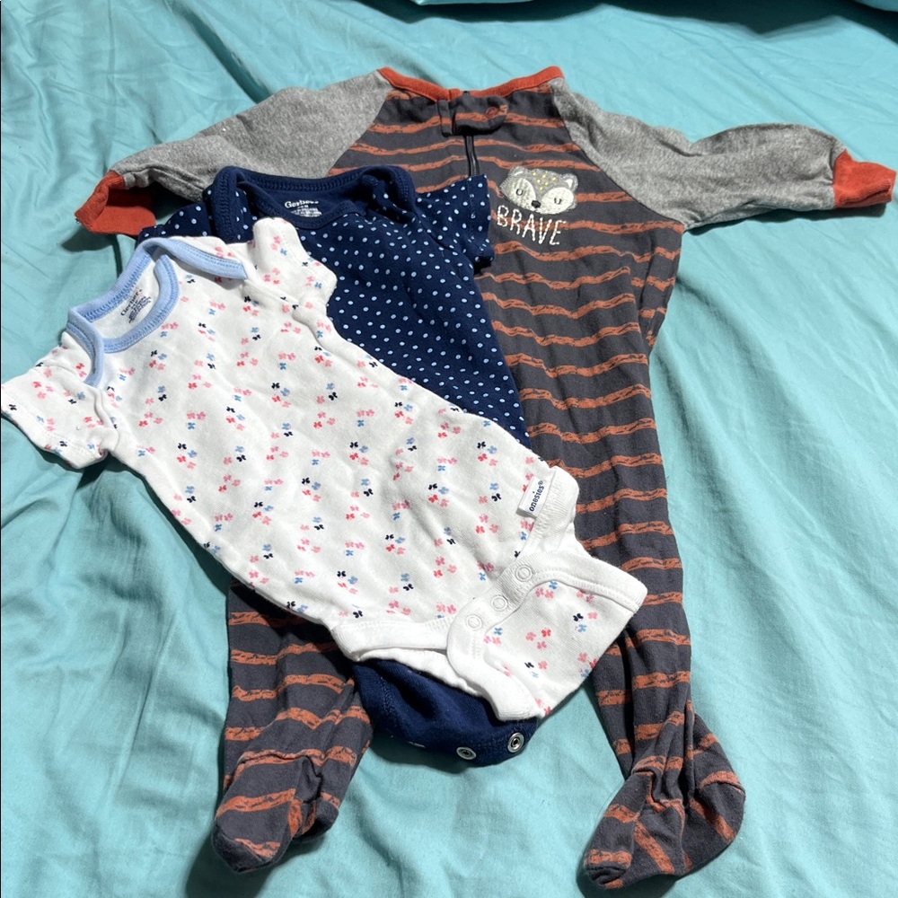 Gerber Gray and Orange Striped Brave Footie Set